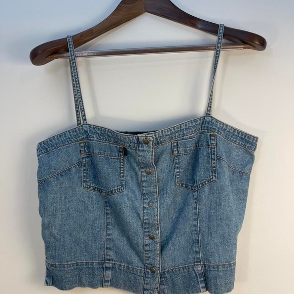 Ralph Lauren Tops - Ralph Lauren denim Co. 12 Blue denim crop top with front pockets